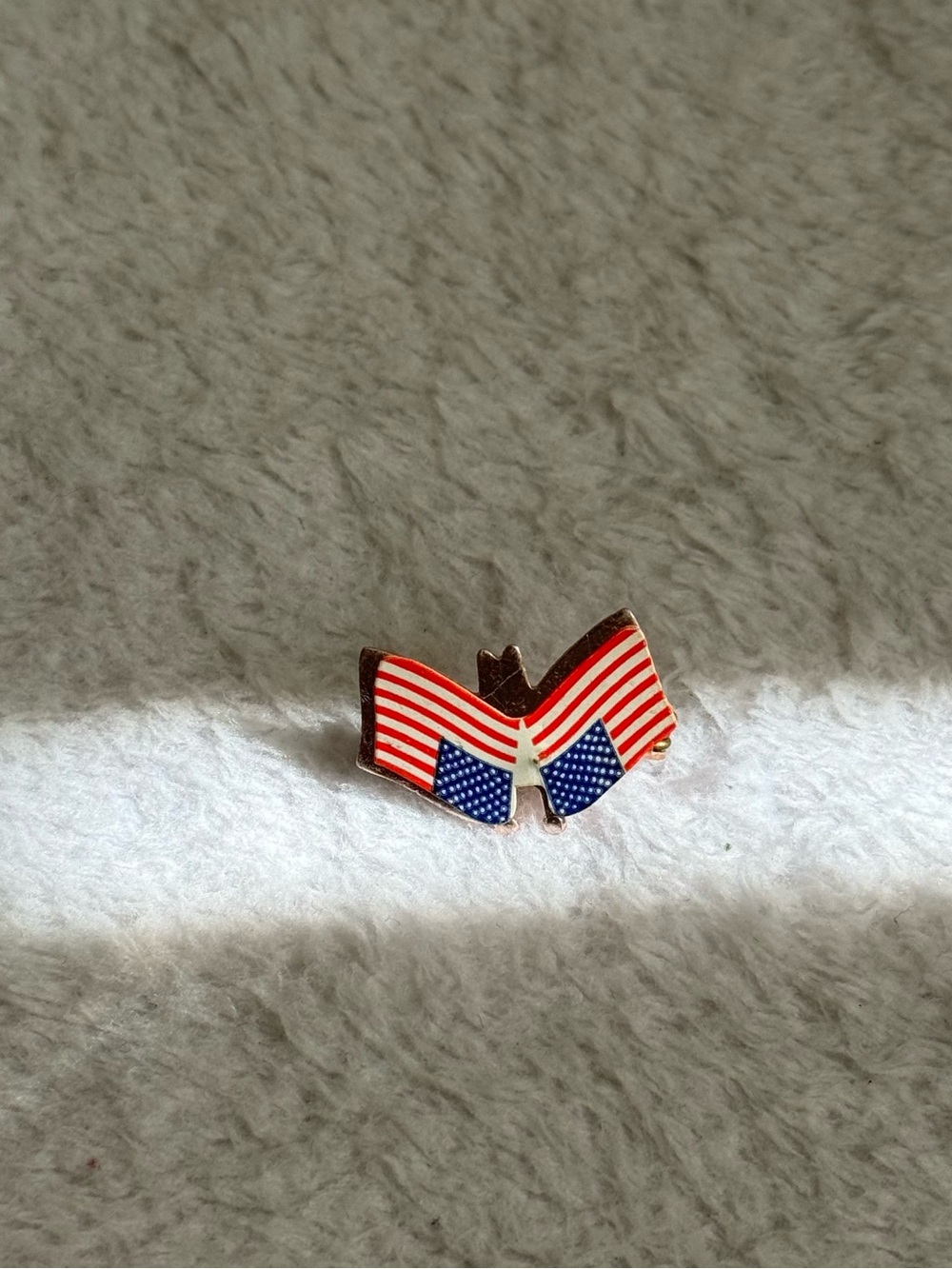 Vintage Patriotic American Flag Butterfly Enamel Pin - Red White Blue